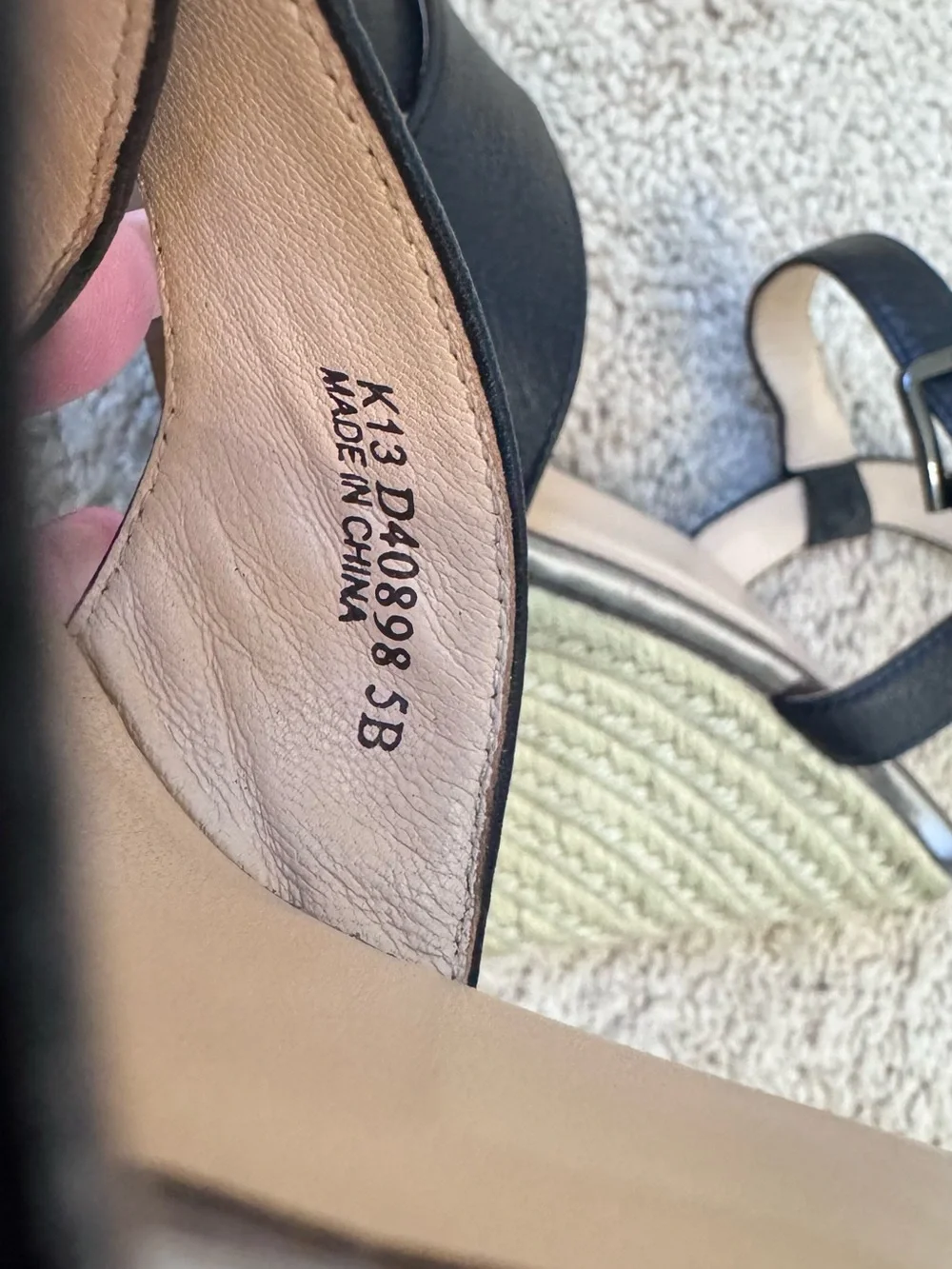 Cole Haan Hart Black Leather Espadrille Wedge Sandals - Women’s Size 5